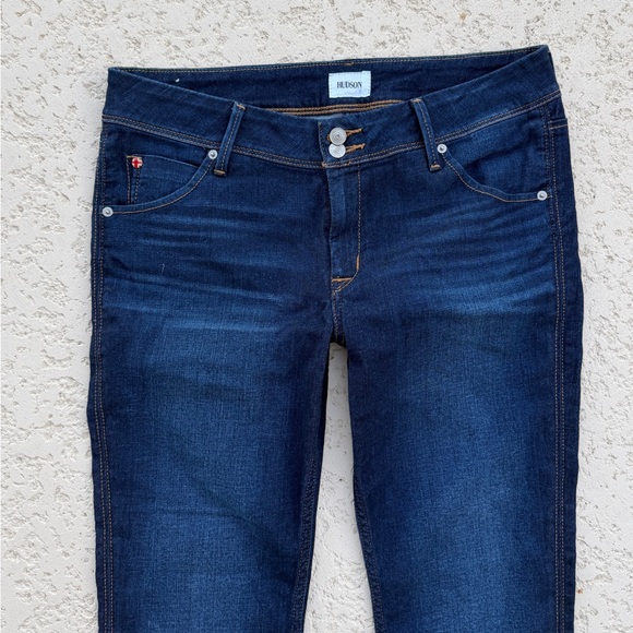 Hudson Jeans Womens Size 31 Collin Mid rise Bootcut Dark Blue Flap Pockets - Picture 3 of 8